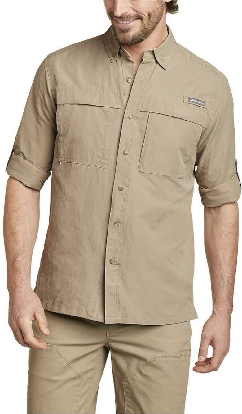 Eddie Bauer Men's XL Ripstop Guide Long Sleeve Hiking Shirt Lightweight UPF